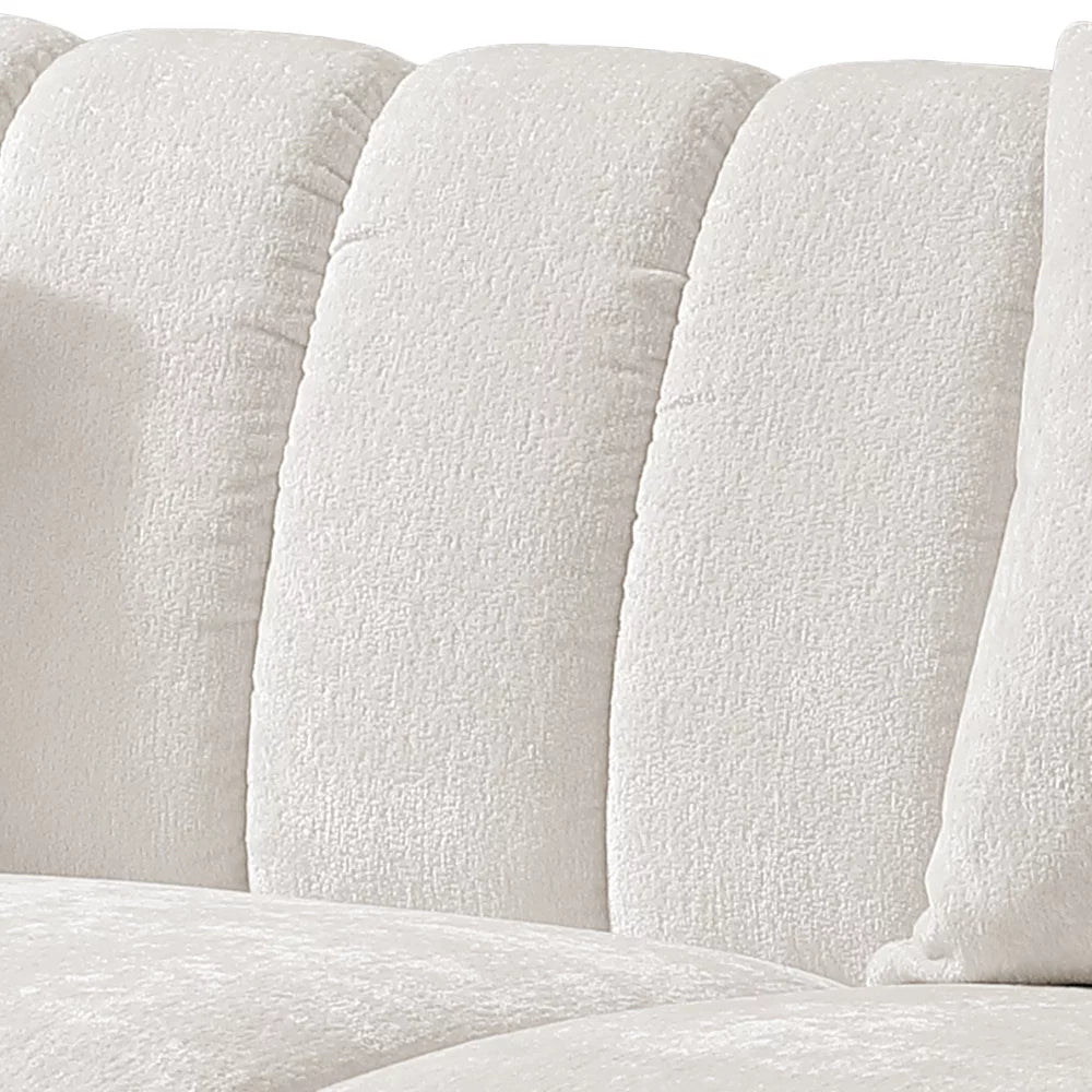 White Chenille Sofa with Armrests B233