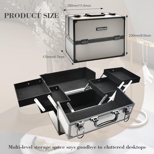 Large Black Portable Makeup Train Case D342