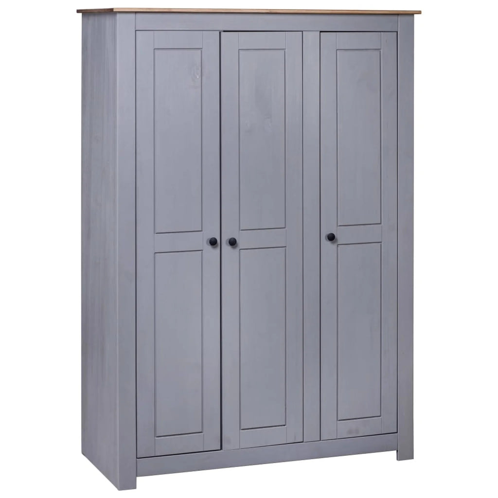 3-Door Gray Pine Wardrobe M715
