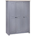 3-Door Gray Pine Wardrobe M715