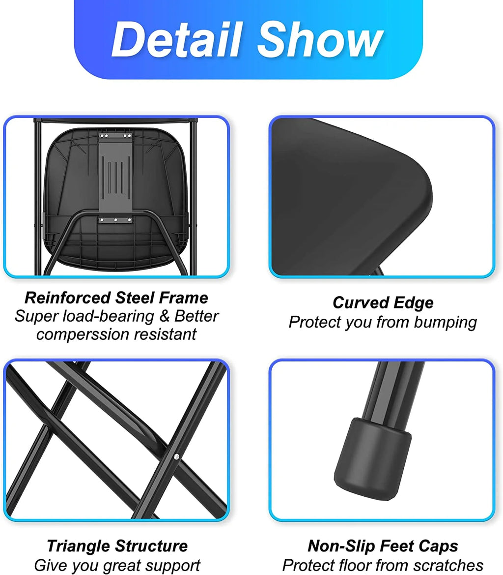 10 Pack Black Plastic Folding Chair with Steel Frame M214225
