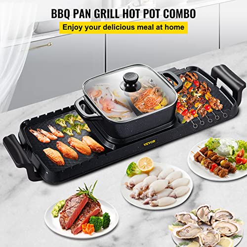 Electric Grill Hot Pot 2 in 1, Non-Stick Pan V726