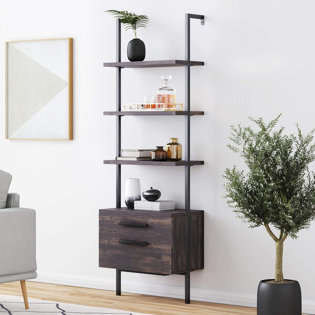White 5-Shelf Bookcase with Metal Frame B56227