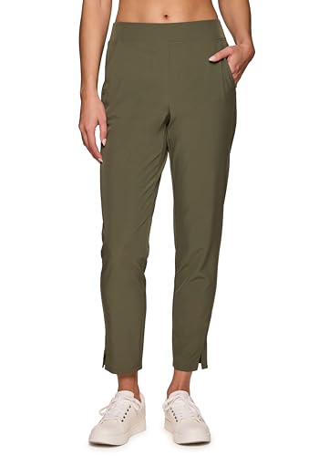 Women's Stretch Woven Ankle Pant, Lightweight, Quick Drying, Flat-Front Straight Leg Pants with Pockets J15393