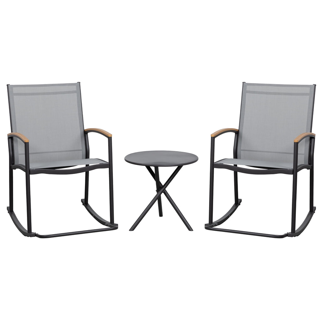 Light Gray 3 Pieces Patio Rocking Bistro Set L21485