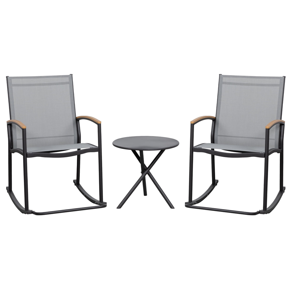 Light Gray 3 Pieces Patio Rocking Bistro Set L21485