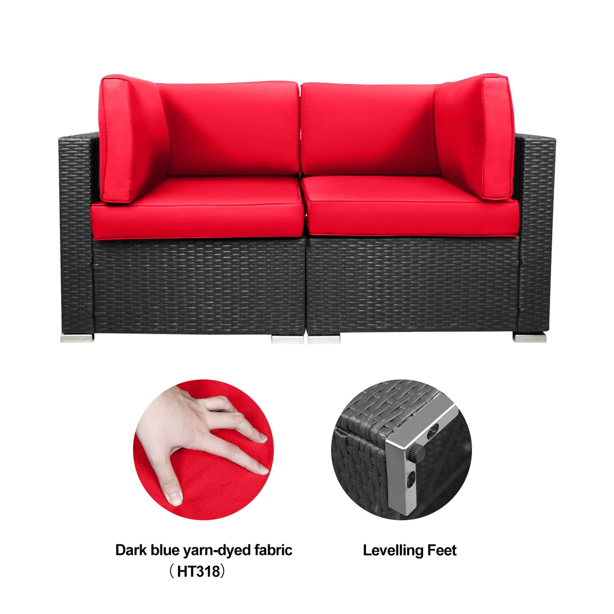 Red 2-Piece Rattan Outdoor Sofa Set E949586