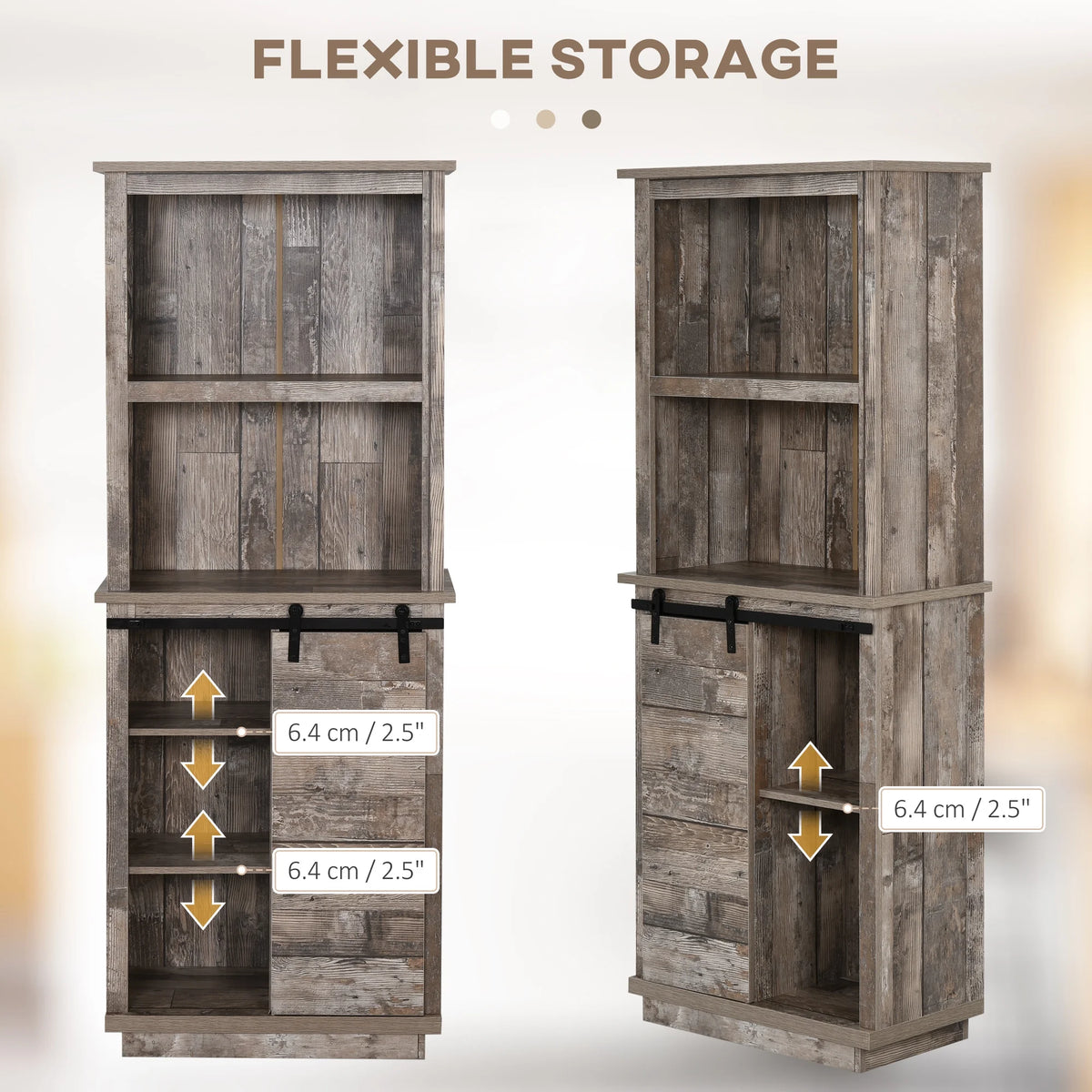 Rustic Kitchen Buffet with Hutch M236
