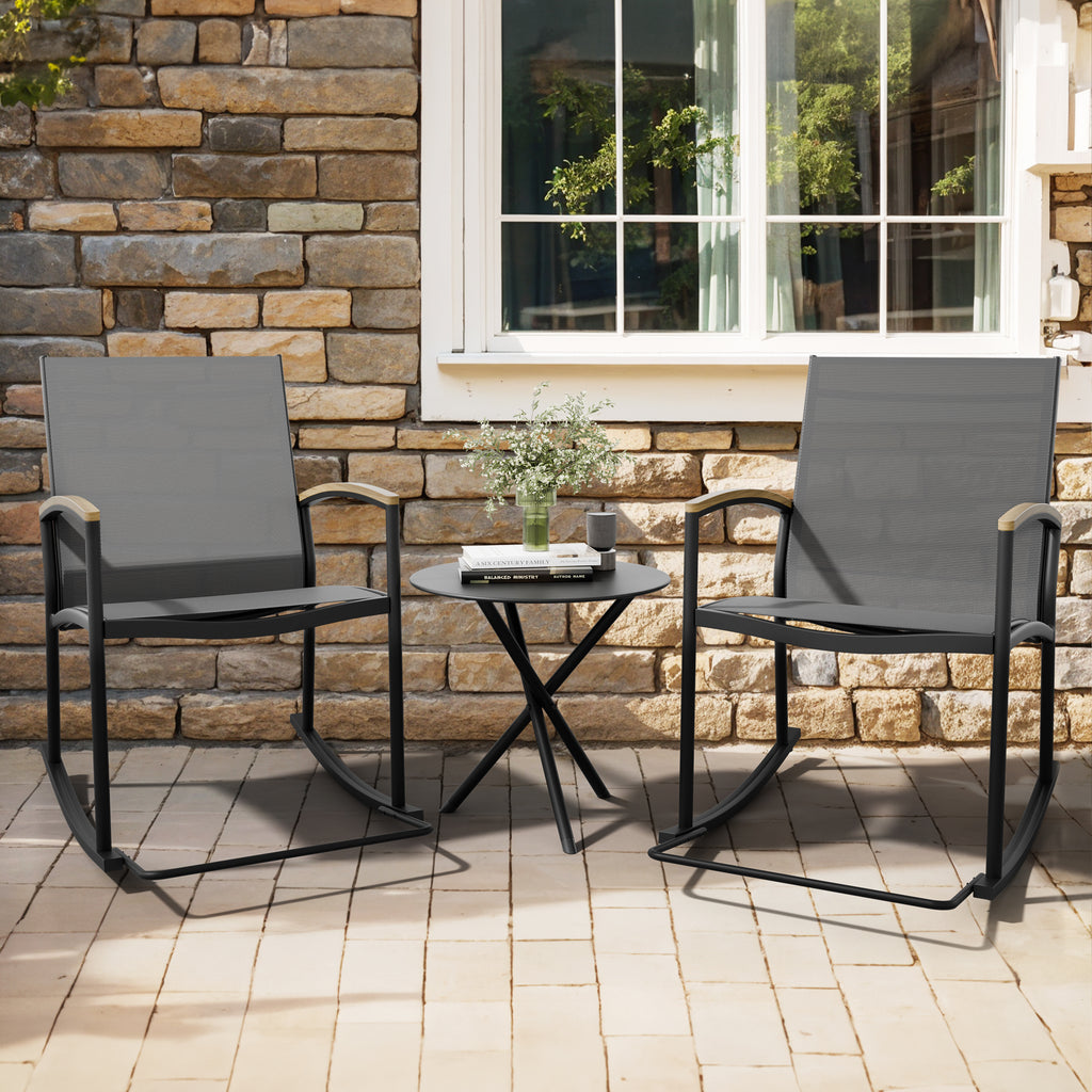 Light Gray 3 Pieces Patio Rocking Bistro Set L21485