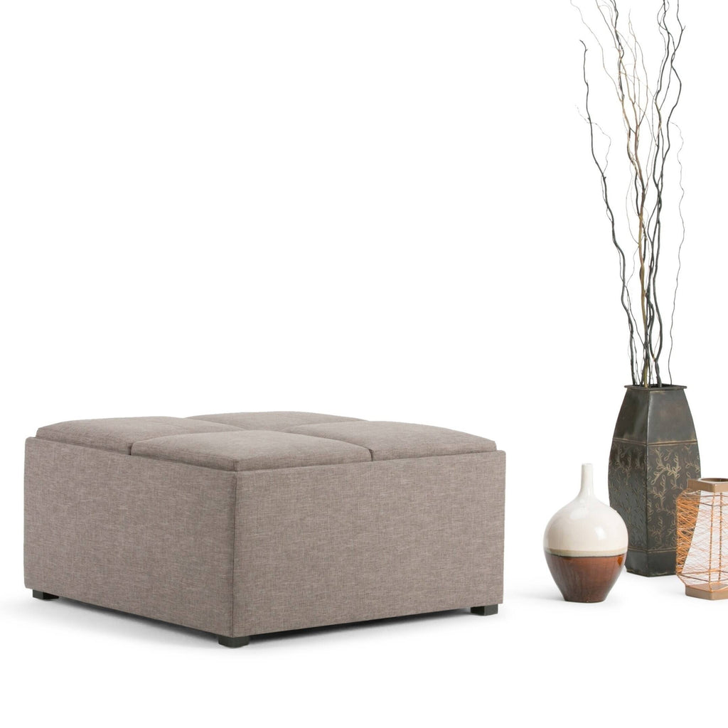 Distressed Black Square Table Ottoman Q172858
