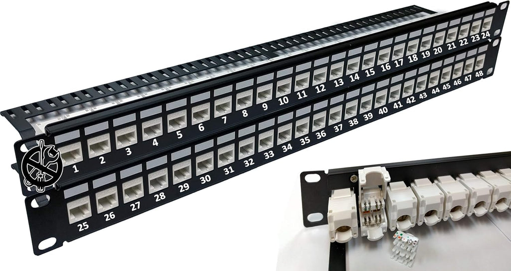 48-Port CAT6A FTP Shielded 2U Patch Panel 19-Inch O1231