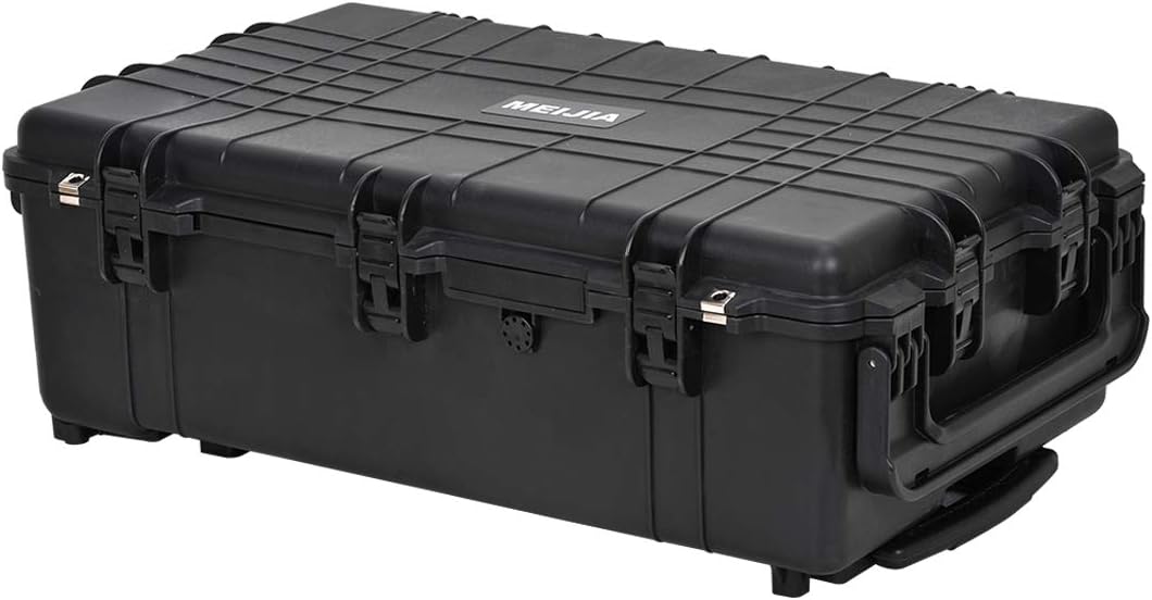 Portable Rolling Waterproof Hard Case with Wheels and Retractable Pull Handle, Black, 31.65inch x 19.37inch x 11.02inch N330