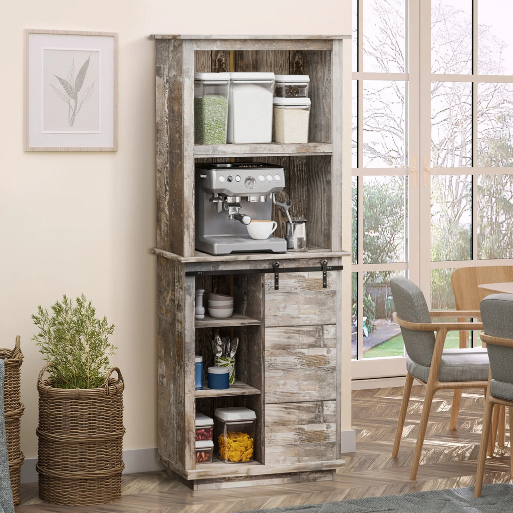 Rustic Kitchen Buffet with Hutch M236