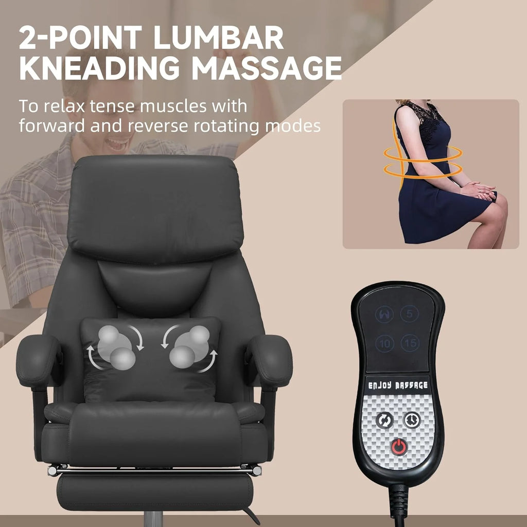 Black PU Leather Reclining Office Chair with Footrest Y86672
