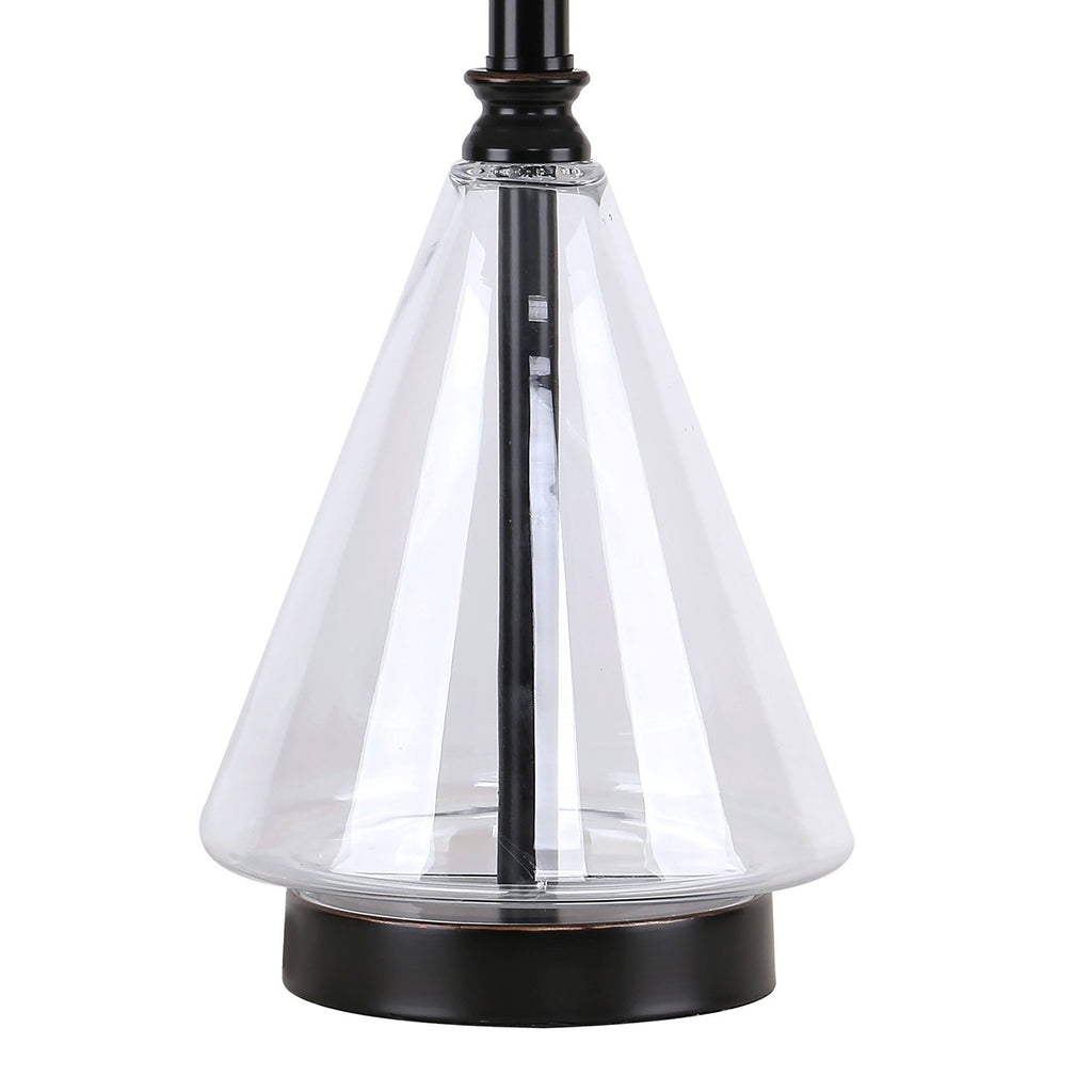 Set of 2 Glass Accent Lamps with Brass Accents G96689