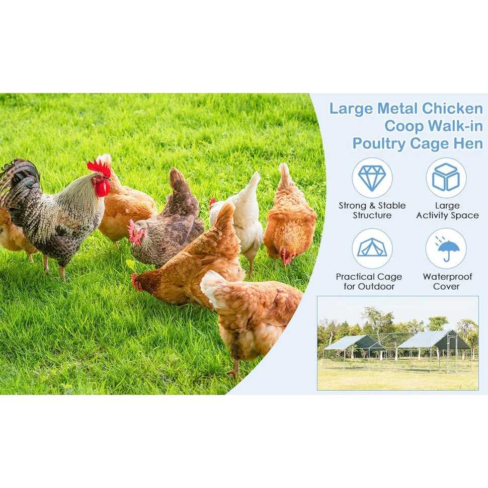 26.2 x 9.5 ft Walk-in Chicken Coop with Roof Cover H304