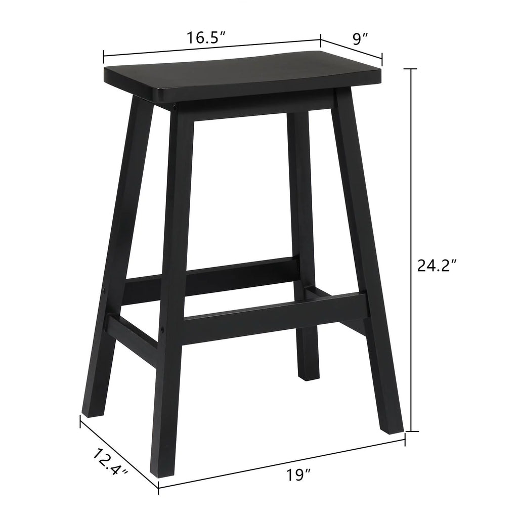 Set of 4 Black Wooden Saddle Seat Bar Stools Q66783