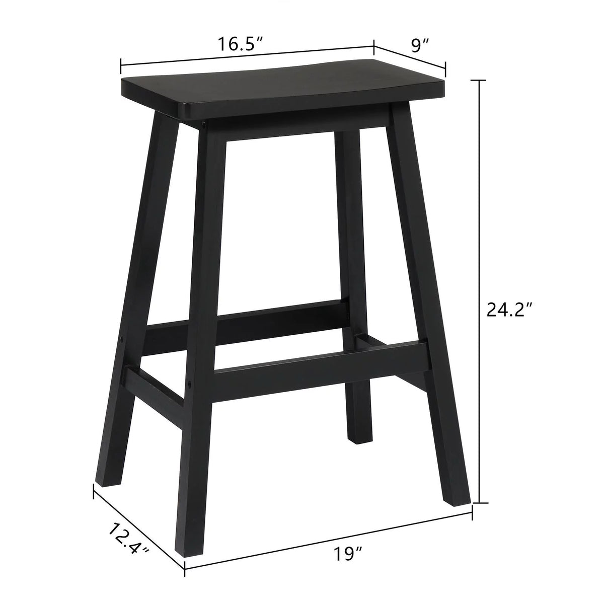 Set of 4 Black Wooden Saddle Seat Bar Stools Q66783