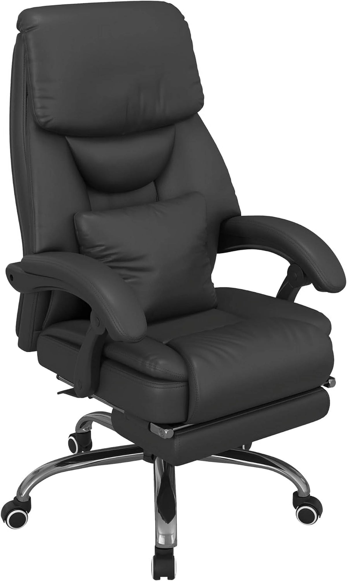 Black PU Leather Reclining Office Chair with Footrest Y86672