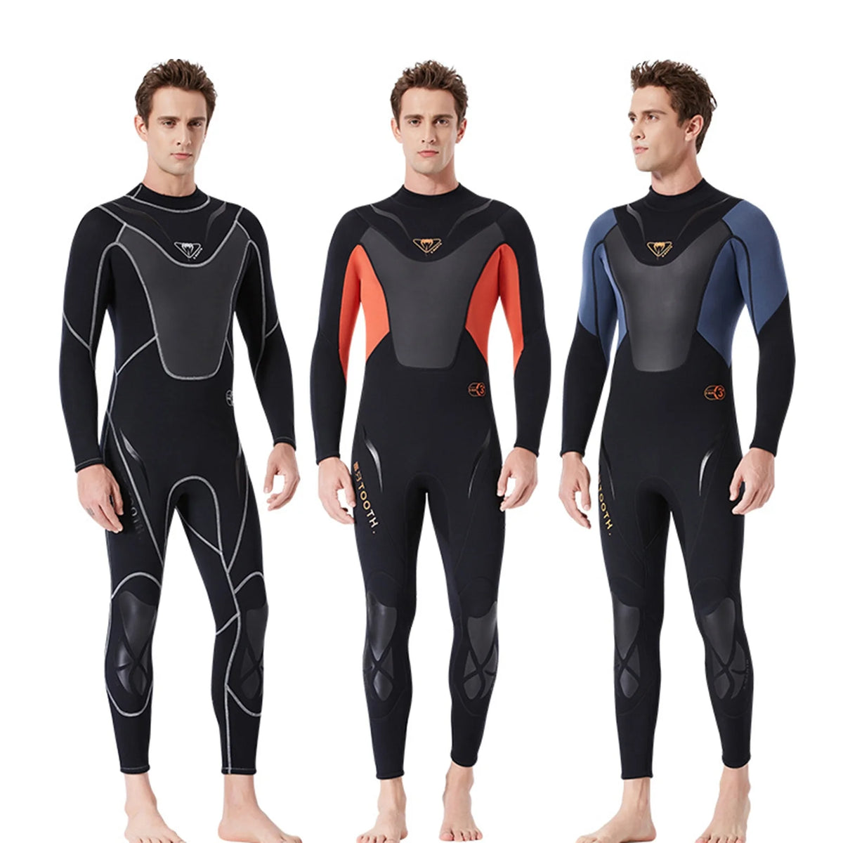 Men 3mm Neoprene Full-body Wetsuit with Back Zipper C33406