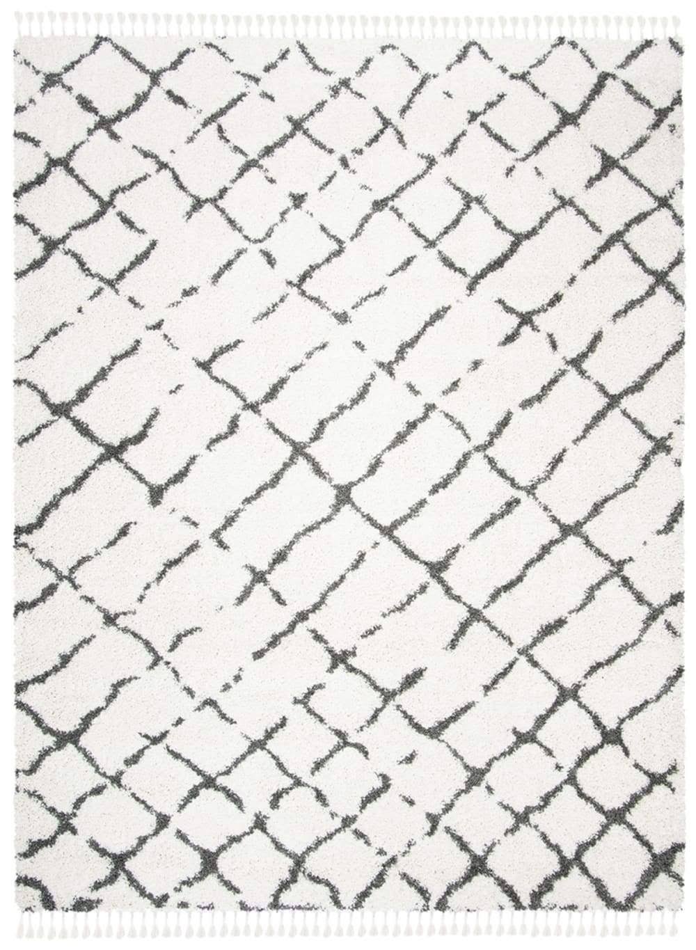 Moroccan Fringe Shag Ivory / Grey Rug J675571