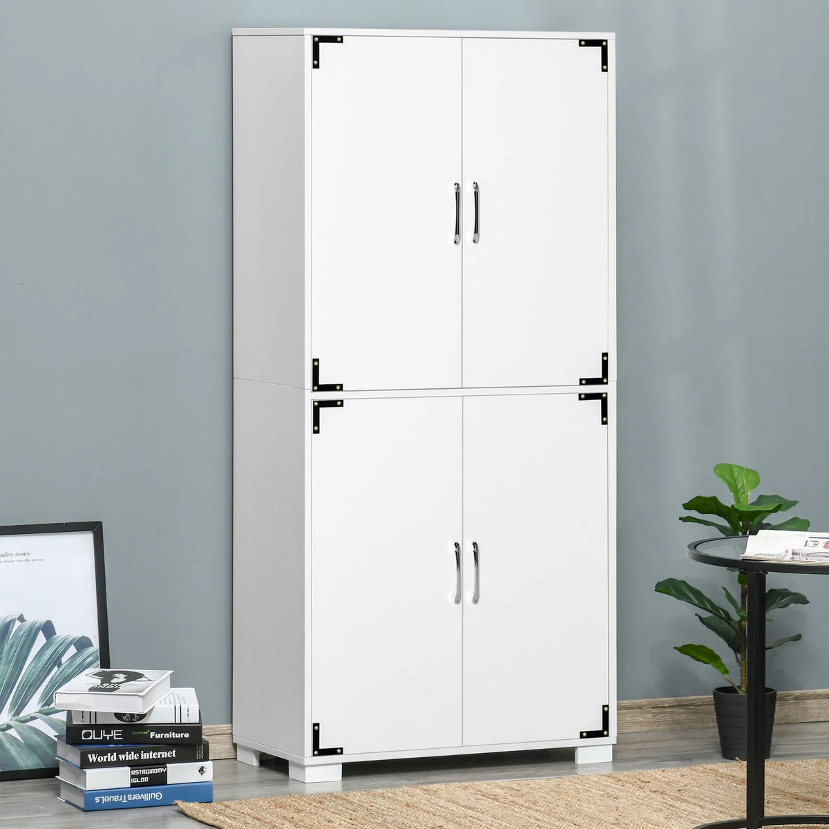White 4-Door Cabinet with Storage Shelves S233