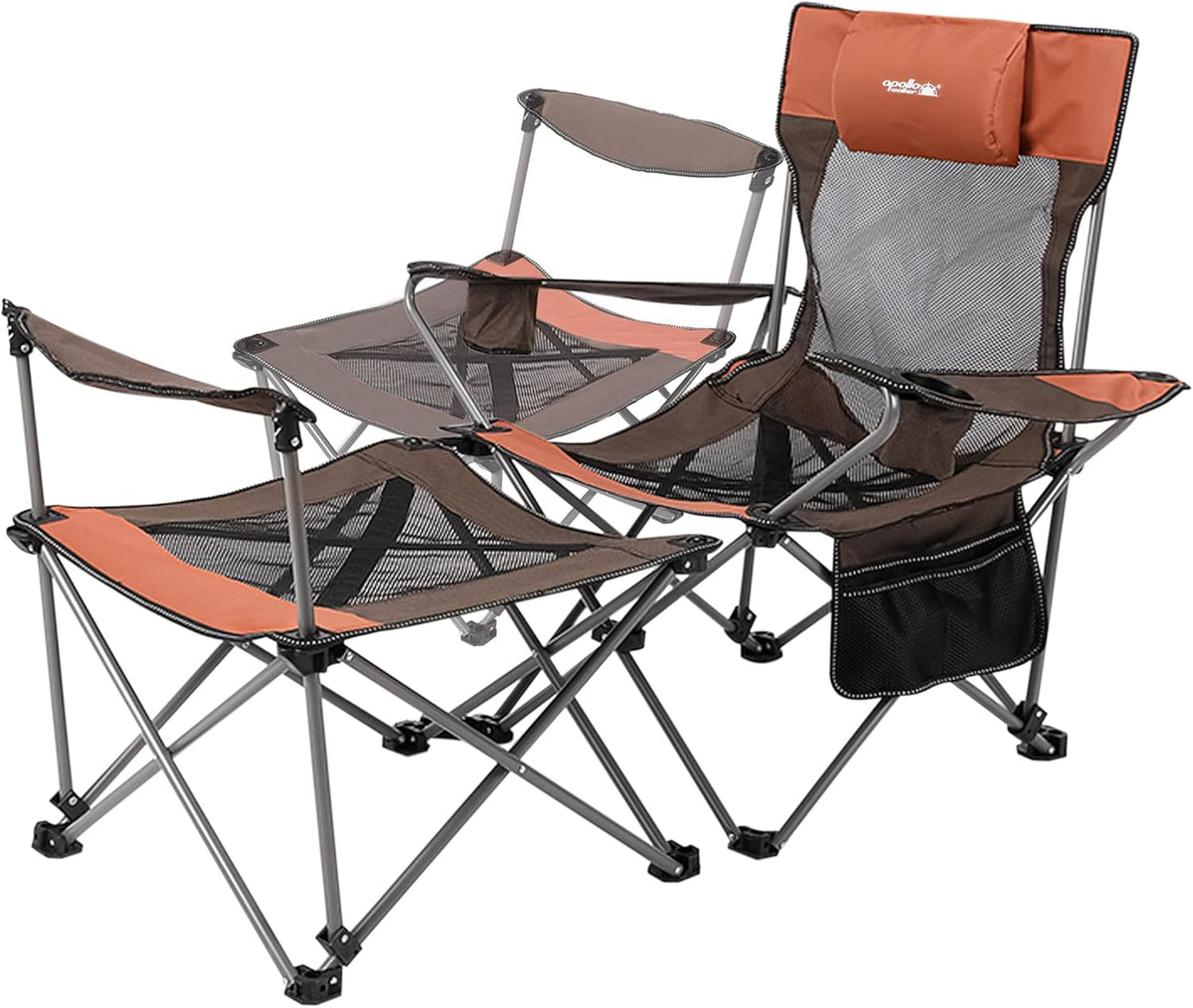Camp Chairs for Adults Folding Beach Chairs 2 in 1 Portable Lightweight Mesh Lounger Chair with Removable Table D80723