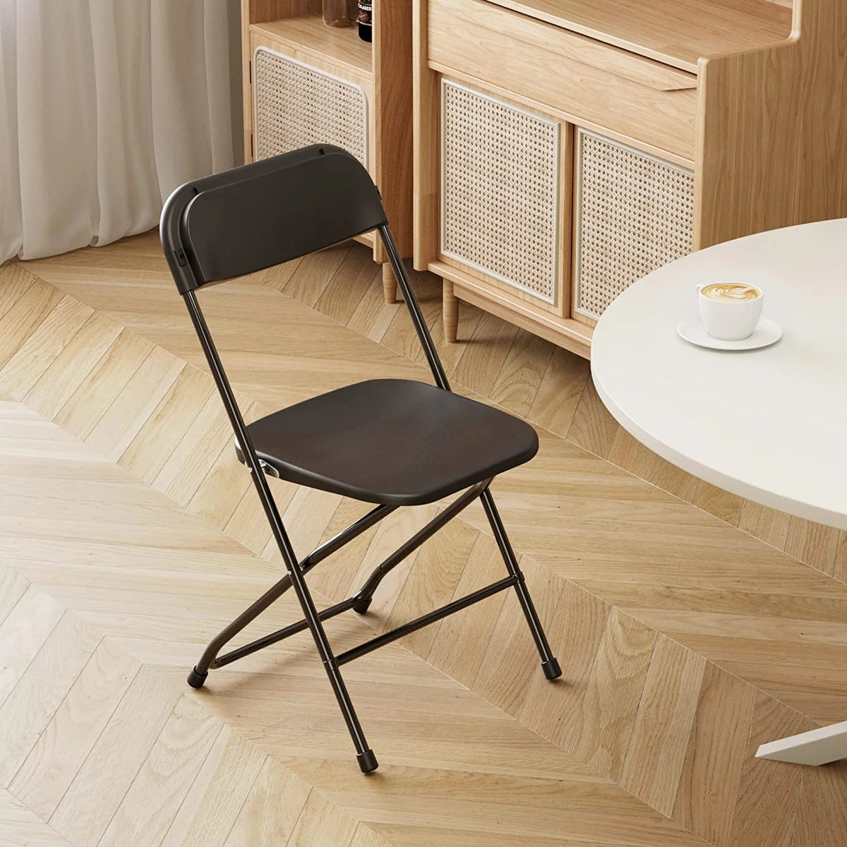 10 Pack Black Plastic Folding Chair with Steel Frame M214225