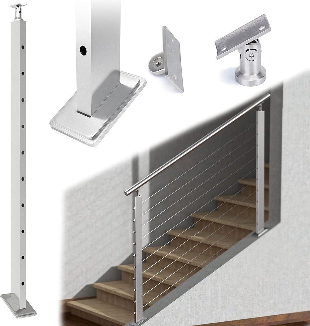 36x1x2 Rectangle Stainless Steel Cable Railing Post V535100