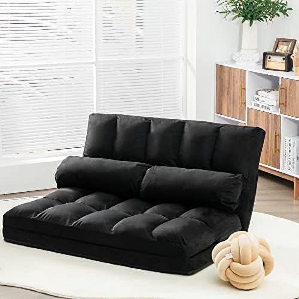 Adjustable Floor Sofa Sleeper Bed with 2 Pillows (Blue) Y43091