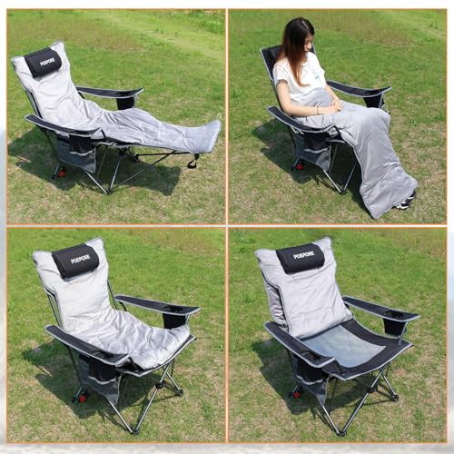 Reclining Camping Chair with Removable Footrest and Headrest I43228