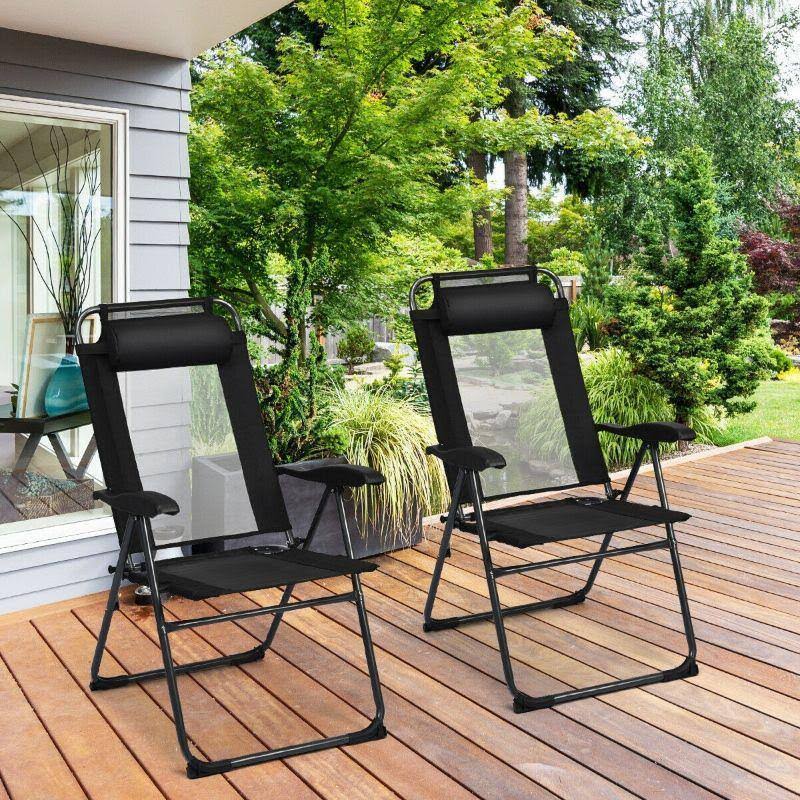 Gray Patio Adjustable Folding Recliner Chairs M429