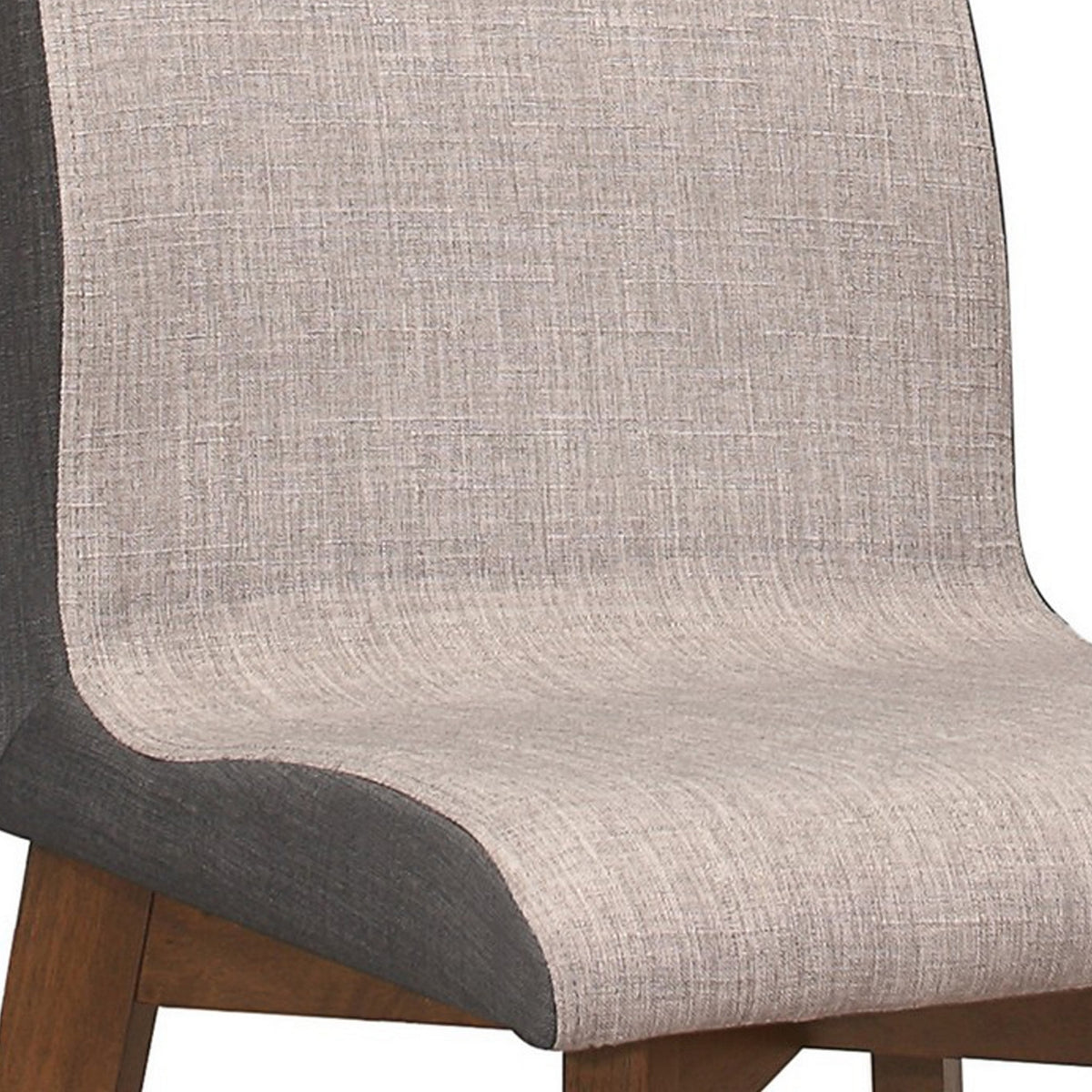 Walnut Counter Height Stool with Curved Seat Taupe Gray Fabric K561
