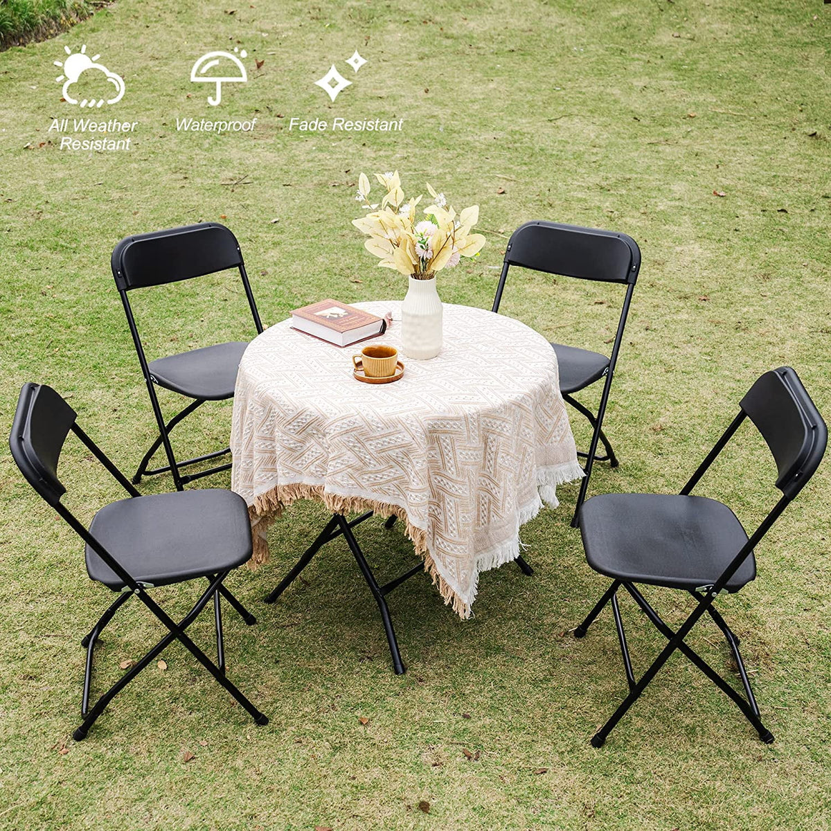 10 Pack Black Plastic Folding Chair with Steel Frame M214225
