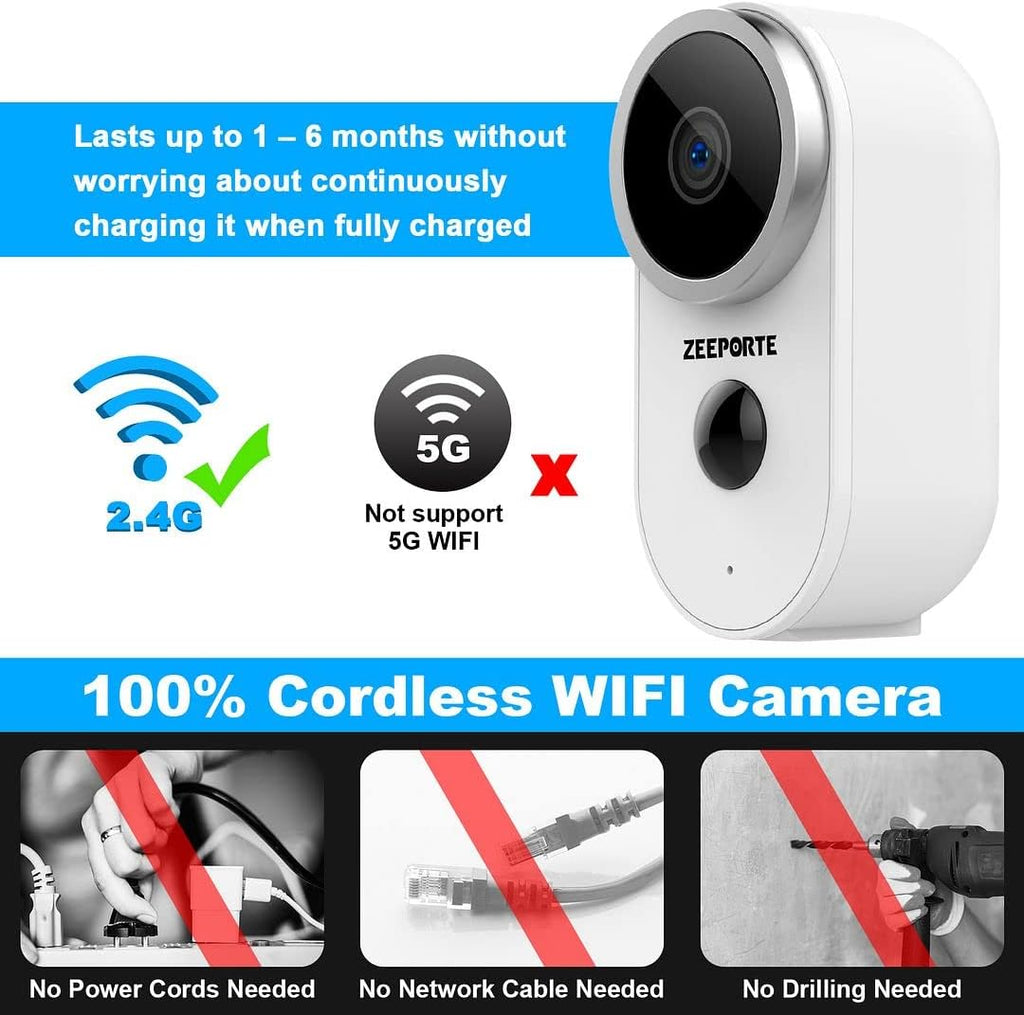 1080P HD Wireless Rechargeable Battery Powered WiFi Security Camera H72889