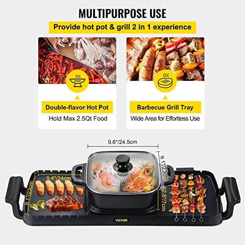 Electric Grill Hot Pot 2 in 1, Non-Stick Pan V726