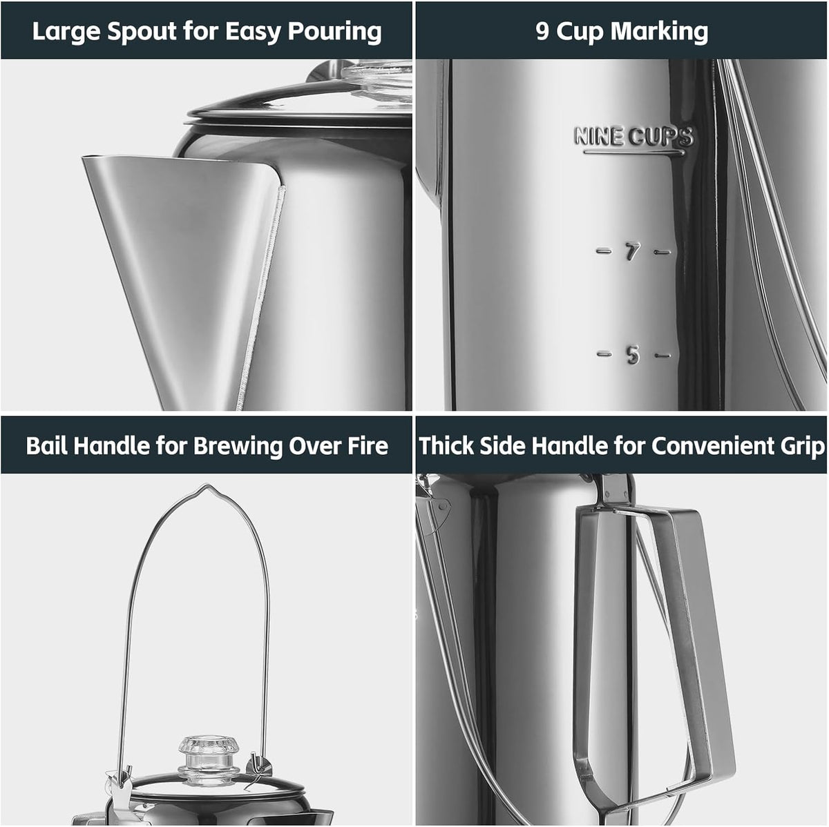 1.2L Stainless Steel Coffee Percolator H463