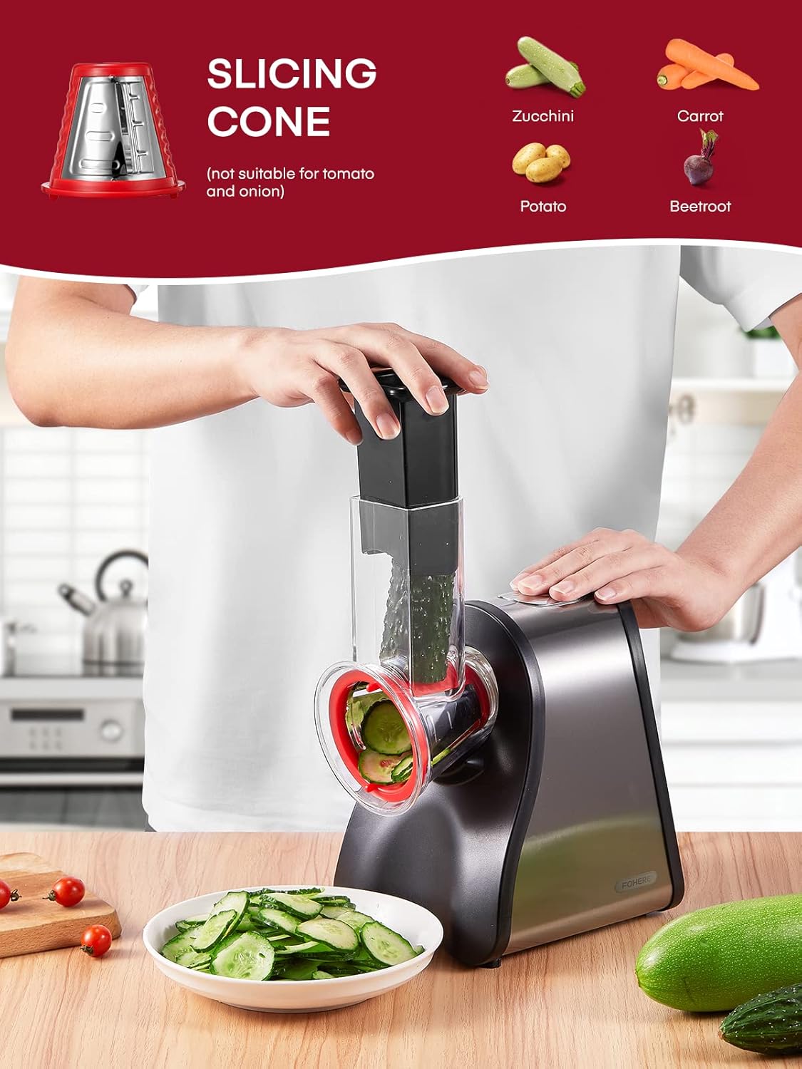 Electric Cheese Grater Salad Maker, Red M23619