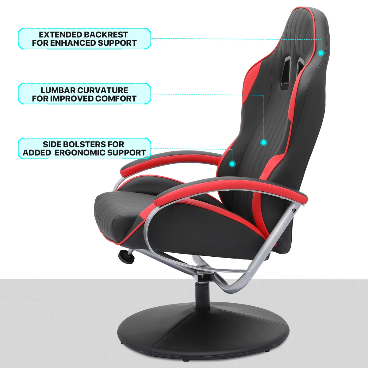 Red Adjustable Upholstered Swivel Recliner with Ottoman Z91241