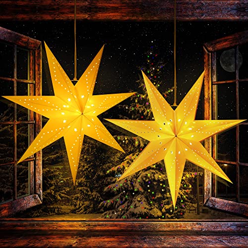 2 Pack 24 Inch Paper Star Lantern with 50 LEDs Y5075
