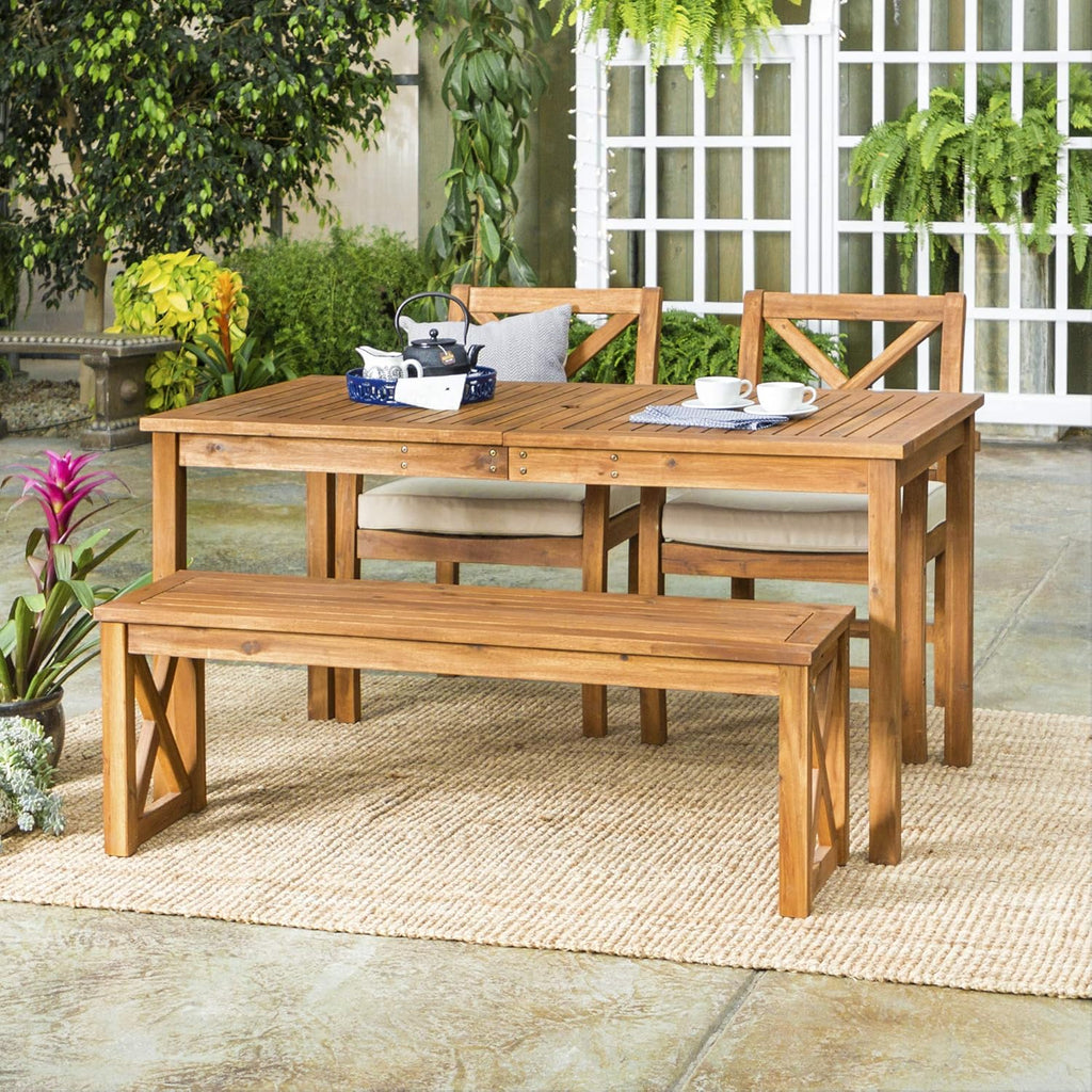 Dark Brown Slatted Outdoor Dining Table E241171