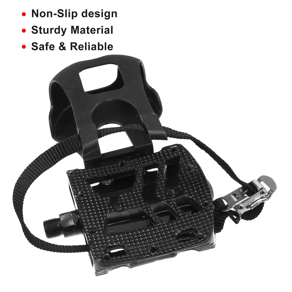 Bicycle Pedals 9/16'' Spindle with Toe Clips Black B117