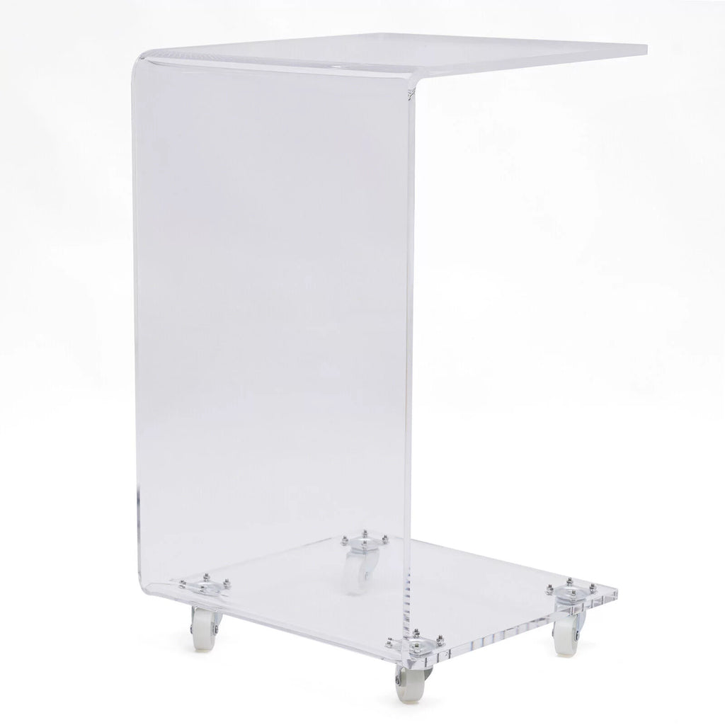 Clear Acrylic C-Shape Sofa Side Table with Wheels N4495