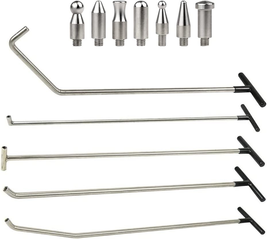Paintless Dent Repair Tools 5 Pieces Dent Removal Rods with Awl Head Kit Pack of 2 F8643