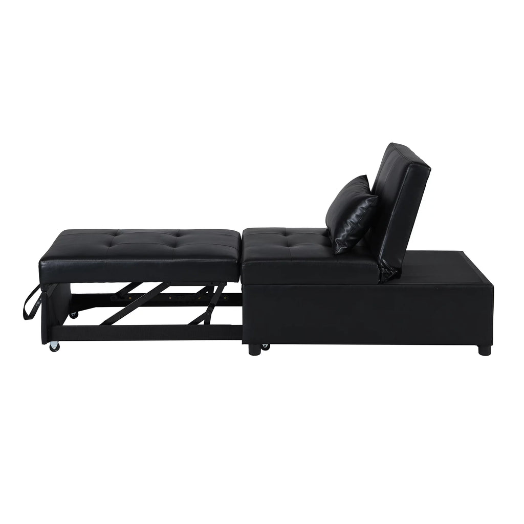 Black Faux Leather Convertible Sofa Bed X12083