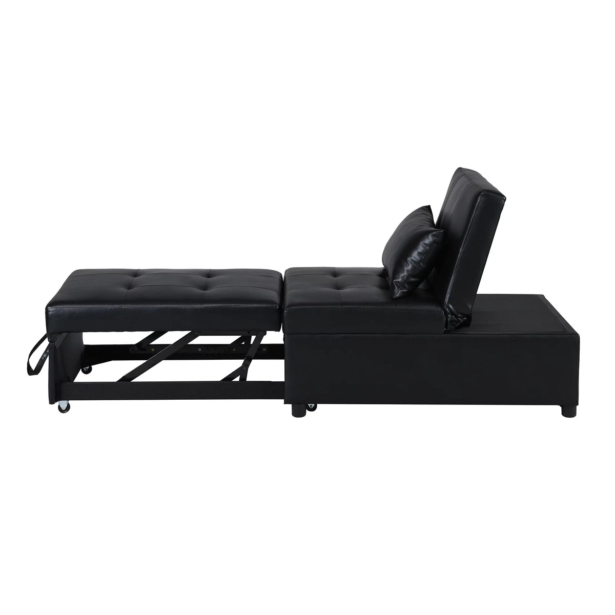 Black Faux Leather Convertible Sofa Bed X12083