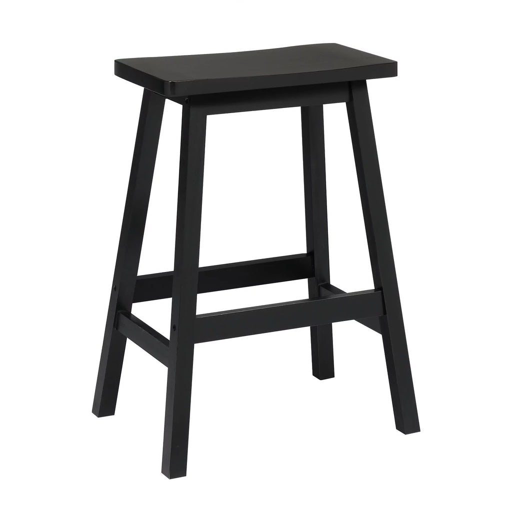 Set of 4 Black Wooden Saddle Seat Bar Stools Q66783