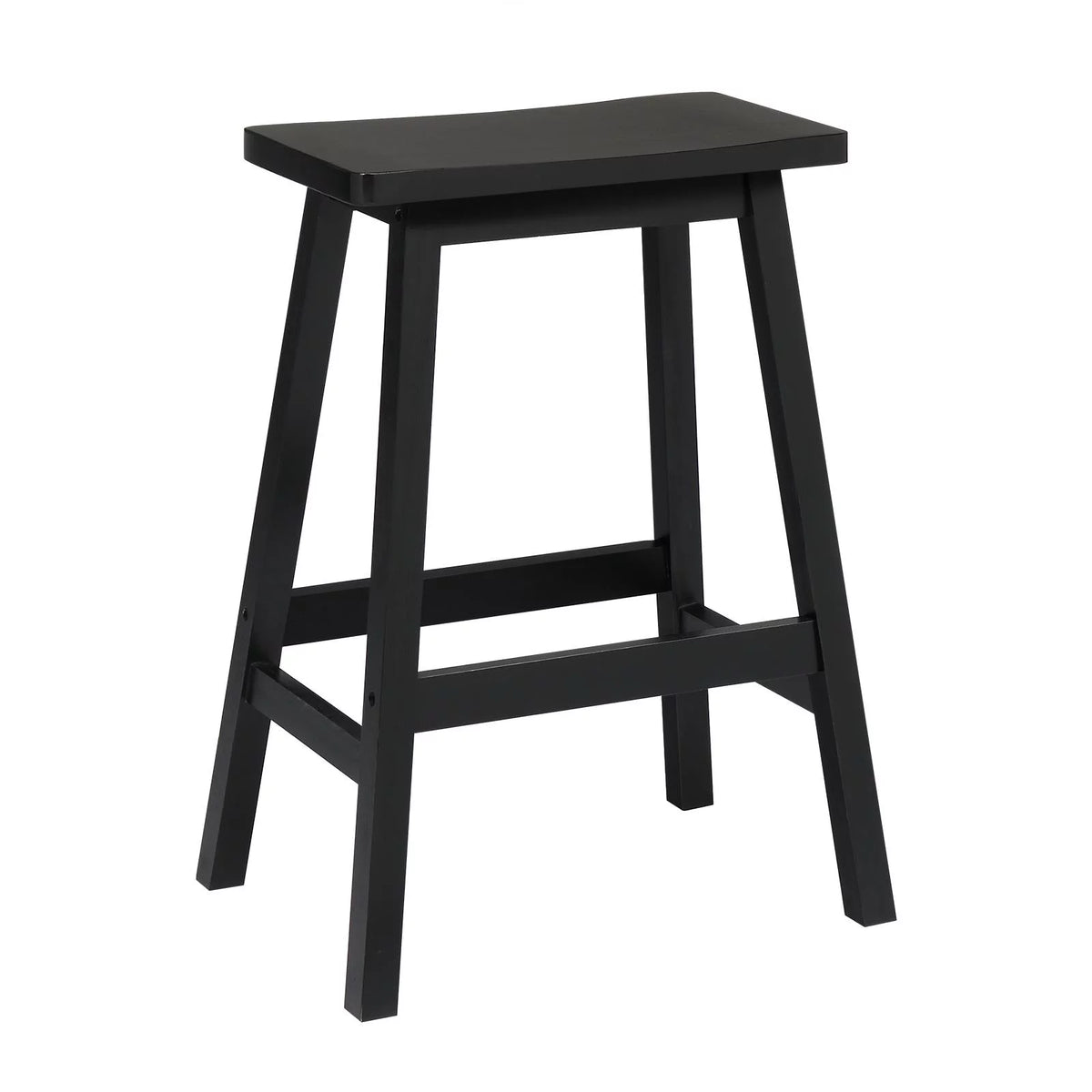 Set of 4 Black Wooden Saddle Seat Bar Stools Q66783