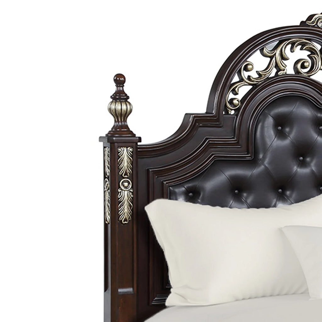 Brown Leatherette Wood Queen Headboard O741926