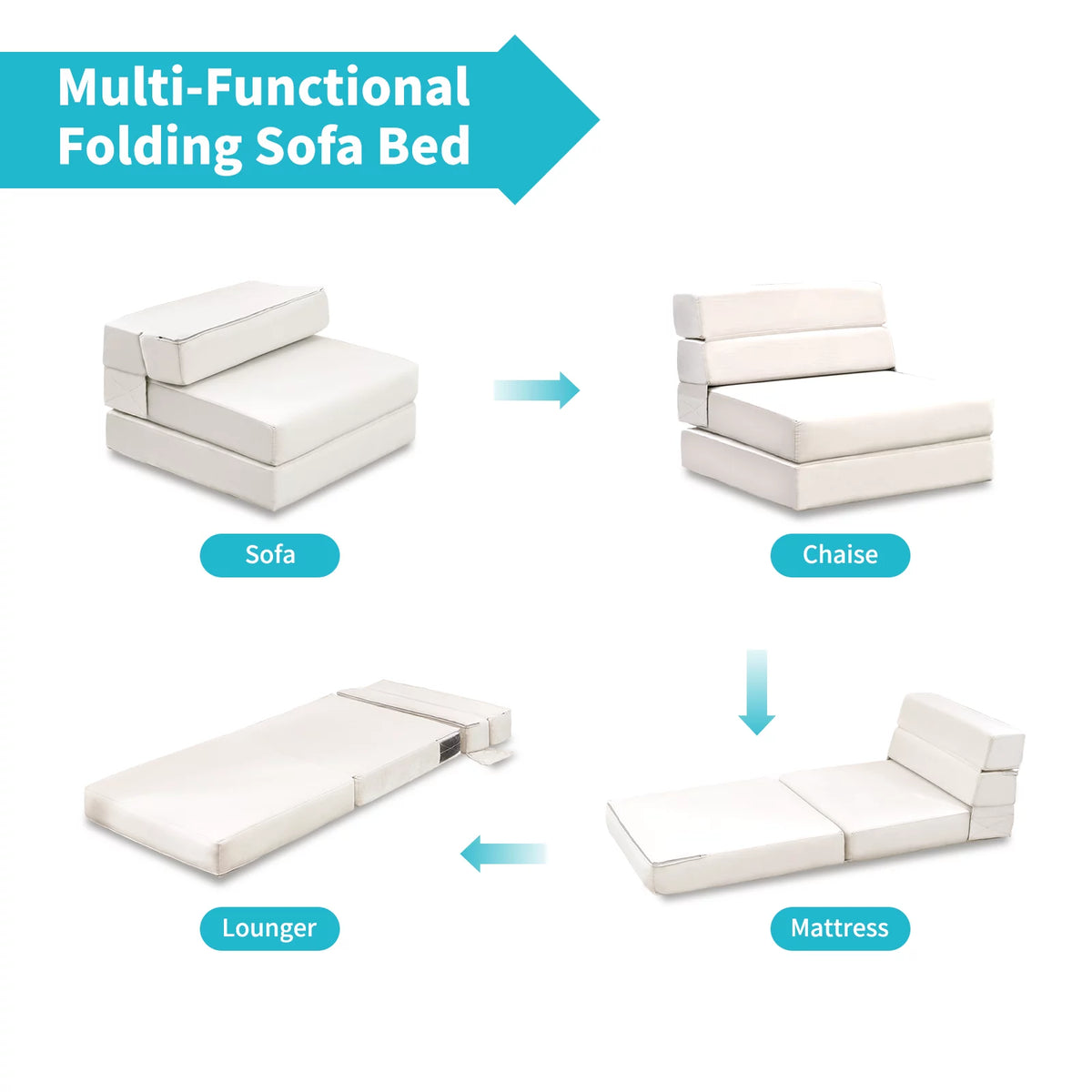 Convertible Single Sofa Bed Folding Futon Sleeper Beige P139